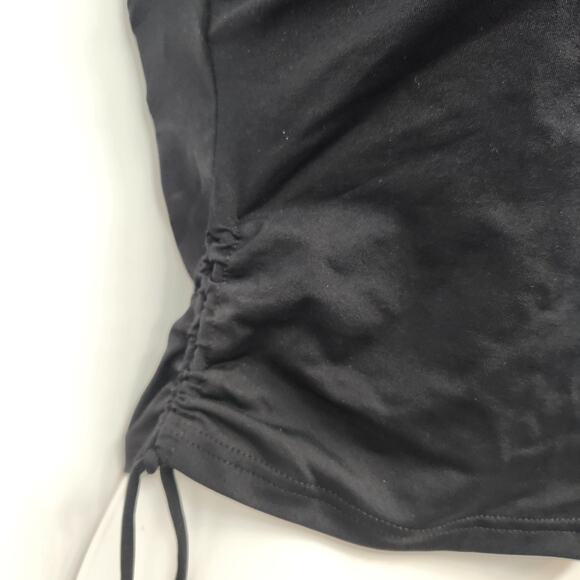 NWOT Lands' End Black Ruched  Swim Top w/ Built in Bra Women's Swimwear 4 - Picture 6 of 7